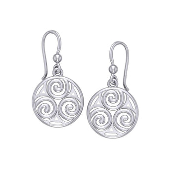 Celtic Single Spiral Silver Earrings TE855 - Jewelry